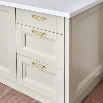 HOME EDIT Brushed Gold Cabinet Pulls Curved, 5 Inch/128 mm, 10 Pack - color: Brushed Brass, size: 5 Inch Hole Center