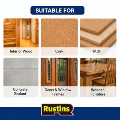 Rustins Quick Dry Varnish Clear Satin 250ml | 8.5 Fl. Oz. - color: Satin Clear, size: 250ml
