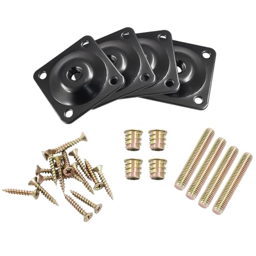 Leg Mounting Plates, 5/16" (M8), Black, 4 Pcs