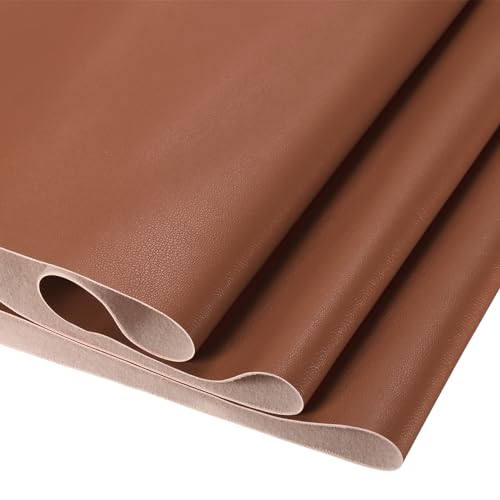 DMiotech 1 Pack 14 Inch x 53 Inch Faux Leather Sheet Furniture Cover Napa Skin Brown PU Leather Roll for Handmade DIY Craft Projects - color: Brown