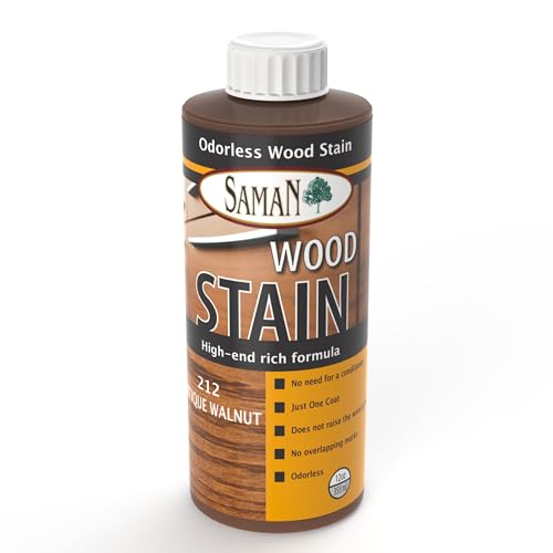 SamaN Interior Water Based Wood Stain - Natural Stain for Furniture, Moldings, Wood Paneling, Cabinets (Antique Walnut TEW-212-12, 12 oz) - color: Antique Walnut, size: 12 oz