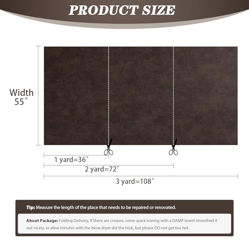 Faux Leather 1.3mm Upholstery Fabric by the Yard 55x36 Inch Yellow Coffee - color: Yellow Coffee, size: Pre Cut 1 Yard