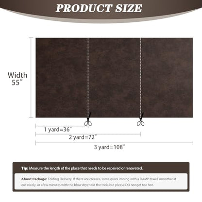 Faux Leather 1.3mm Upholstery Fabric by the Yard 55x36 Inch Yellow Coffee - color: Yellow Coffee, size: Pre Cut 1 Yard