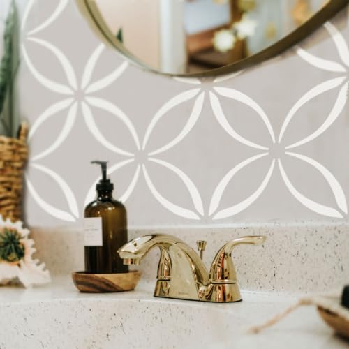 2 Pcs 12" x 12" Tile Stencil Painting Stencil for Walls and Floors - Reusable - Stencils for Painting - Stencil for Home Decor (Lotus Quatrefoil) - style: Lotus Quatrefoil