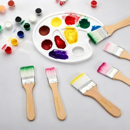 PATIKIL 6Pcs Wooden Paint Brush Set, 5.9" Nylon Bristle Flat Brushes #6 - color: Green/White, size: #6