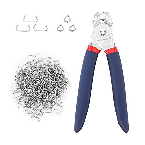 WORKPRO Hog Ring Pliers with 500 Pcs 3/4" Hog Rings - style: Flat Hog Ring Pliers Set
