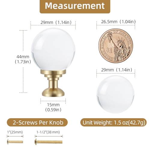 Guank 12-Pack Bubble Cabinet knobs Solid Brass Base, Drawer Spherical Gold Knobs, 1.14-Inch Diameter, Modern Kitchen Cabinet Brushed Crystal Ball Cabinet knobs Bubble - color: Bubble shape-1.14inchn, size: 12 Pack