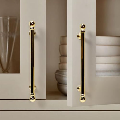YAGU 6 Pack Polished Brass Cabinet Handles 5 Inch(128mm) Hole Center Polished Gold Kitchen Drawer Pulls Furniture Hardware for Dresser Bathroom Cupboard Wardrobe Closet Vanity - color: Polished Brass, size: 6 Pack, style: 5''/128MM Hole Center