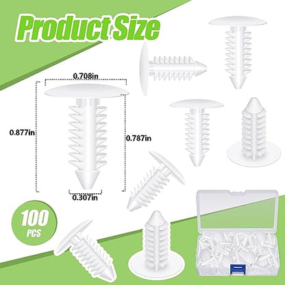 100 Pieces Patio Strapping Rivets Fasteners 3/4" Length Medium Multi Gauge Rivet for Patio Lawn Chair Webbing Repair Strap for Outdoor Furniture Lounge 1/4 Inch Hole (White) - color: White