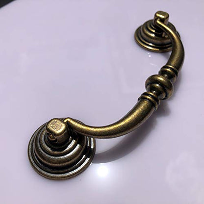 6-Pack 3 1/2 Inch Shabby Chic Drawer Pulls Handles Antique Bronze Kitchen Cabinet Drop Bail Pulls Handles (6, 3.5" Hole Center/Antique Brozne) - color: 3.5" Hole Center/Antique Brozne