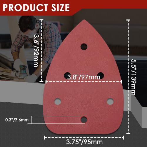 64 Pcs Mouse Sander Sandpaper Detail Sanding Pads,No Cut Line - style: no cut line