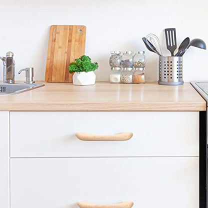 Chunful 30 Pcs Wood Drawer Pulls Wood Cabinet Pulls Handles Unfinished Knobs Handles Replacement with Screws for Drawers Dresser Wardrobe, Length: 5 Inch, Hole-to-Hole Distance: 3.82 Inch(97mm)