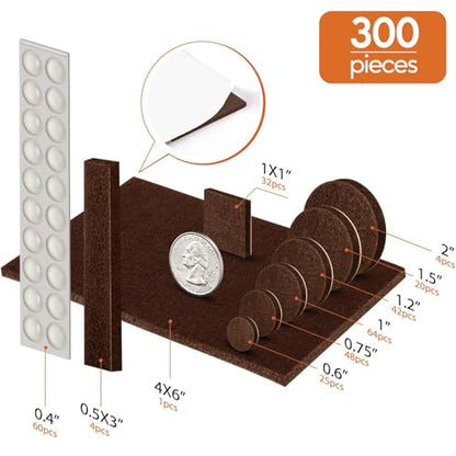 Furniture Pads Felt Pads 300 Pieces Huge Pack Furniture Felt Pads, Brown - size: Brown