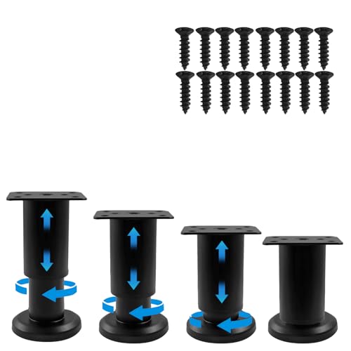 Zorfeter 4Pcs Black Adjustable Height Furniture Legs 3.15-4.72 Inch - color: Black, size: 3.15-4.72 Inch