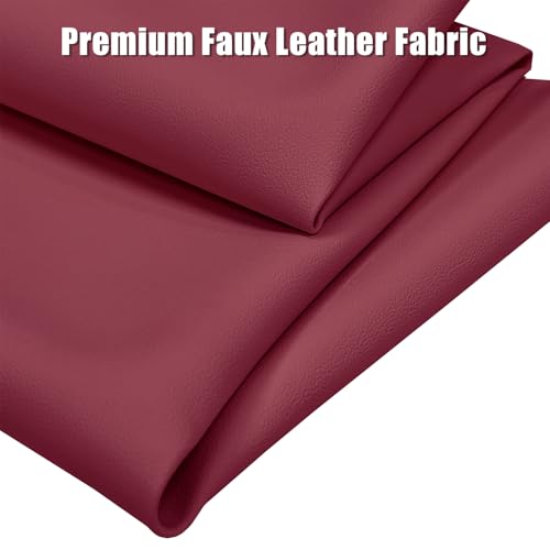 Faux Leather Fabric,54"x12" Thick Durable Synthetic Upholstery Leather Vinyl, Soft Smooth Waterproof, Durable,Replacement Renovate for Wallets, DIY Projects, Furniture, Car Seats 1 Foot-Wine - color: Wine, size: 1 foot (54" x 12")