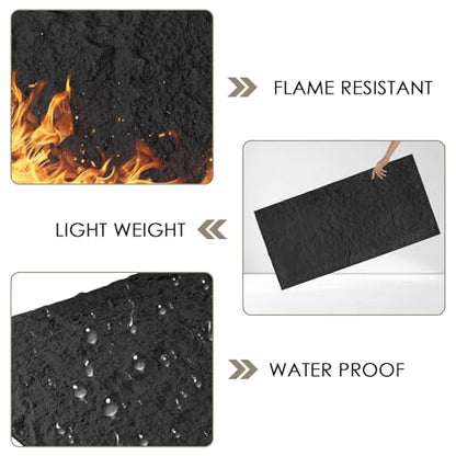 Faux Stone Wall Panels, 5-Pack 3D PU Cement-Texture Panels, Black - color: Black