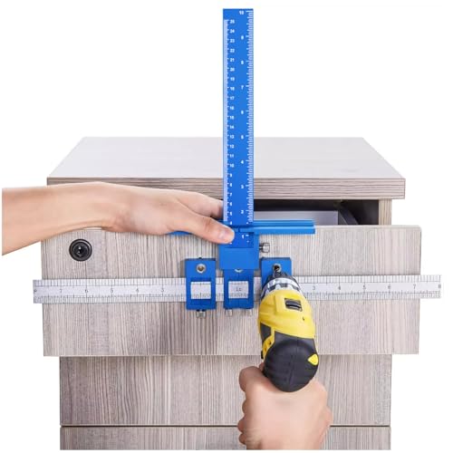 Woodworking Ruler, Cabinet Hardware Jig Mounting Template Drill Guide Sleeve Drawer Pull Jigs handle jig Power Tools Drilling Punch Locator Wood Drilling Dowelling Woodworking Kit for Cabinets Knobs
