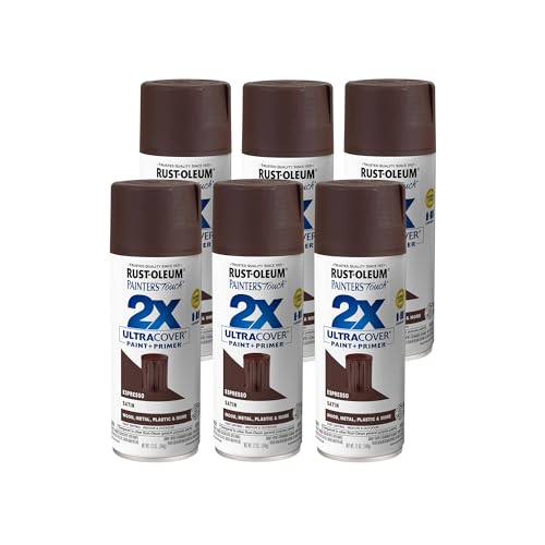 Rust-Oleum 249081 Satin Espresso Painters Touch 2X Spray Paint, 12 oz., Aerosol Can (Pack of 6) - color: Satin Espresso, size: 12 Ounce (Pack of 6)