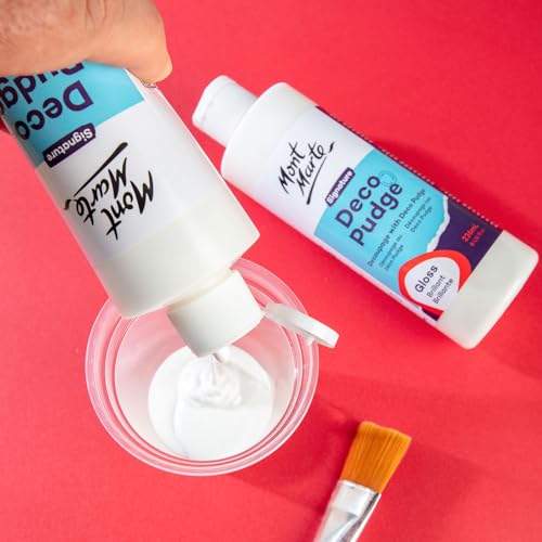 Mont Marte Deco Pudge Craft Varnish Signature 236ml (8 US fl.oz) – Gloss, Multi-Purpose Clear Craft Sealer, Varnish and Decoupage Glue, Ideal for Acrylic Paints, Paper, Wood, Ceramics, Fabrics, Clay - color: Gloss, size: 8 US fl oz
