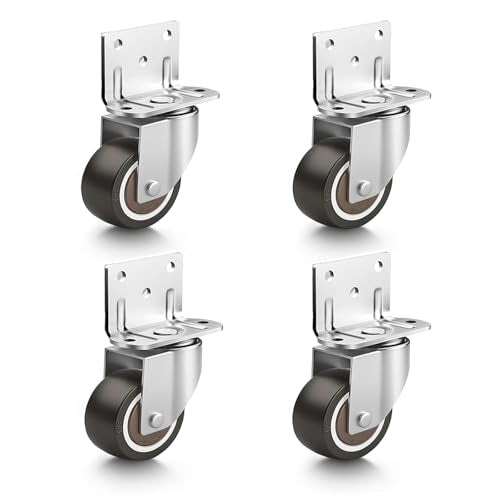Side Mount Small Caster Wheels 1 Inch L-Swivel Plate Casters Set 4