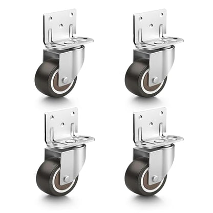 Side Mount Small Caster Wheels 1 Inch L-Swivel Plate Casters Set 4