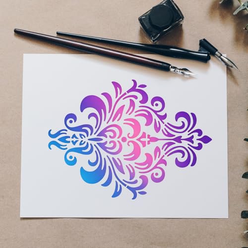 9Pcs Mandala Pattern Template Painting Stencil Drawing - style: Datura