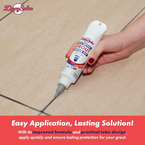 ZippySolve Tile Grout Repair Kit, Refresh Tile, Grout Sealer (8.8 oz, Grey) - color: Grey