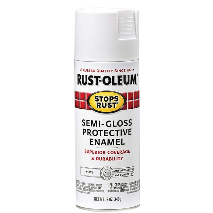 Rust-Oleum Stops Rust Spray Paint, Semi-Gloss White - color: Semi-Gloss White, size: 12 Ounce (Pack of 1)