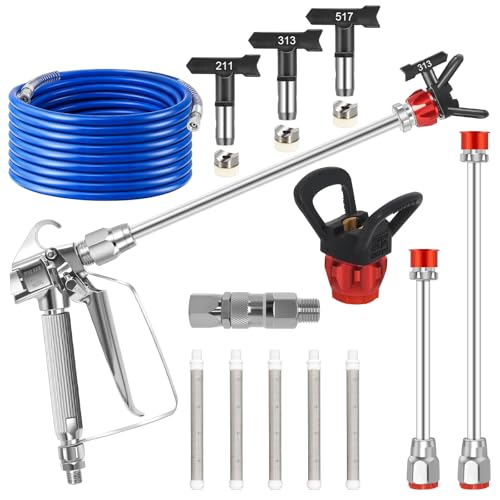 Airless Paint Sprayer Gun Kit 14PCS with 25FT Hose 3600 PSI - size: 14PCS Kit( with hose)