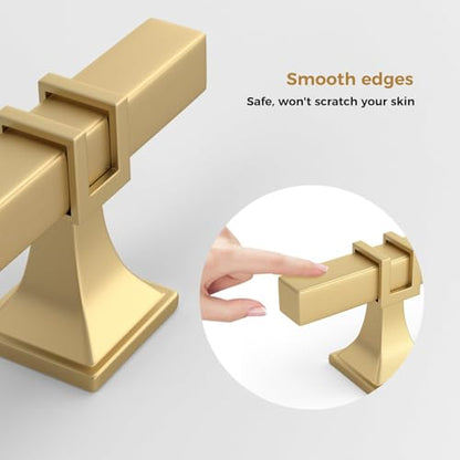 Haliwu Gold Cabinet Knobs 6 Pack, Brushed Brass Drawer Knobs, Square 2 Tone Hardware for Kitchen Cupboard - color: Matte Gold, size: 51mm(2 inch)