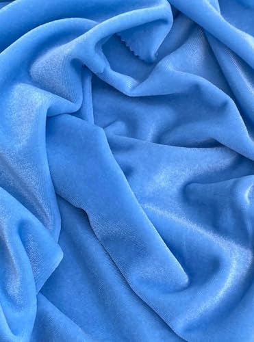 Premium Stretch Velvet Fabric by The Yard - Wrinkle-Resistant - Soft - Upholstery Fabric - Polyester Spandex Blend - for Clothing and Crafts - Resistant – 58-60 Inches Wide (Baby Blue, 1 Yard) - color: Baby Blue, size: 1 Yard