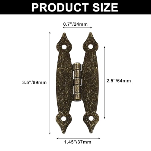 Murtenze 3.5 Inch Bronze Antique H Hinges, 4 Pack - color: Antique Bronze