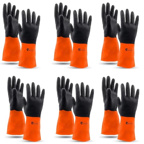 Gastody™ - Chemical Resistant Gloves, Reusable,Heavy Duty Safety Work Gloves,Resist Acid,Oil,Alkali - S-M-L-XL-XXL Size - size: Small, style: Set of 6 Pairs