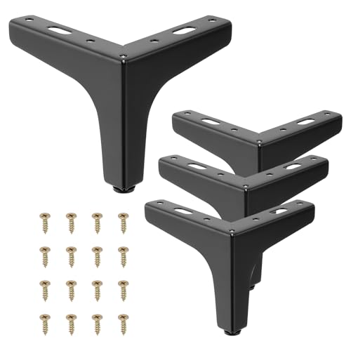 PATIKIL 4 Inch Metal Furniture Legs, 4 Pcs Triangle Furniture Replacement Feet Modern Style Couch Legs for Table Chair Cabinet Cupboard Sofa, Black - color: Black, size: 4 Inch