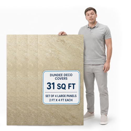 Dundee Deco Faux Stone Wall Panels, Tan & Brown, 2x4 ft, 4 Pack - color: Tan, Brown, size: 31 sq ft; 24" x 47", Pack of 4