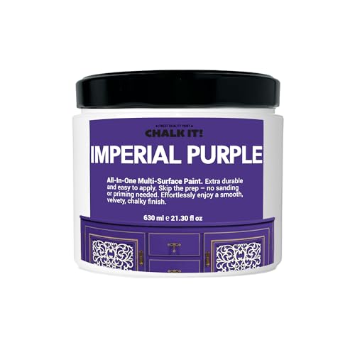 CHALK IT! All-in-One Multi-Surface Chalk Paint for Furniture & Cabinets - No Sanding, No Primer, Built-In Top Coat Water-Based, Low-Odor, Fast-Drying, Matte Finish (Imperial Purple) - color: Imperial Purple