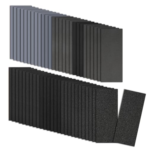 51-Sheets Sandpaper Assortment, 9 x 3.6 Inch Wet Dry Sand Paper, 100/120/180/240/320/400/600/800/1000/1500/2000/2500/3000/5000 Grit Sanding Sheets for Automotive Car Paint Metal Wood Furniture Crafts - size: 9x3.6 inch, style: Mix Grit-51 Pcs