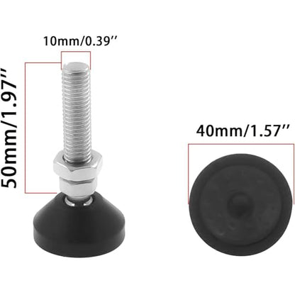 4 PC Screw On Heavy Duty Leveling Feet M8 Threaded, Adjustable Furniture Levelers, Anti Skid Rubber Swivel Levelers for Desk Chair Cabinet Dresser Bench Workbench Machine Leg (D40xM10x50) - size: ['D40xM10x50mm']