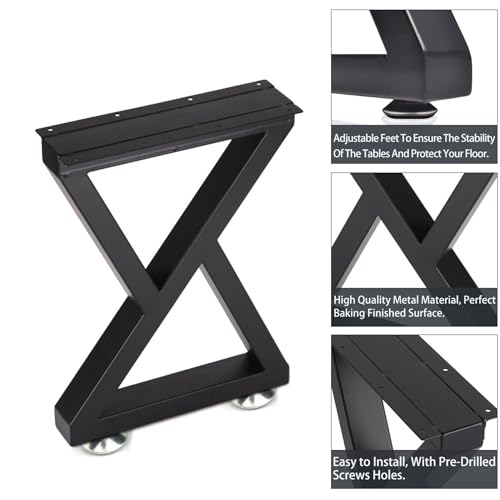 Taelakeni 16 Inch Metal Bench Coffee Table Legs, Set of 2, Black - color: Double Triangle, size: 16 IN