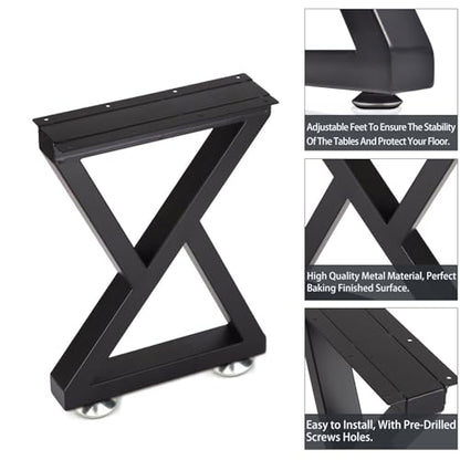 Taelakeni 16 Inch Metal Bench Coffee Table Legs, Set of 2, Black - color: Double Triangle, size: 16 IN