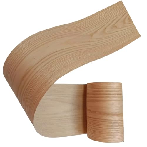 Red Oak Wood Veneer Sheet,Flat Cut 8.5''x 98'',Iron On Stick Veneer Roll Without Paper,Pre-glued Hot Melt Self Adhesive Oak Tape for Cabinet Furniture Plywood Laminate Speaker Renovation - color: Flat cut