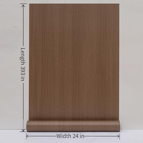 HaiminWallpaper 24" x 393" Wood Contact Paper Peel and Stick Vinyl Roll - color: Brown (03)