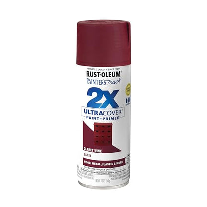 Rust-Oleum Painter's Touch 2X Ultra Cover Spray Paint, Satin Claret Wine - color: Satin Claret Wine, size: 12 Ounce (Pack of 1)