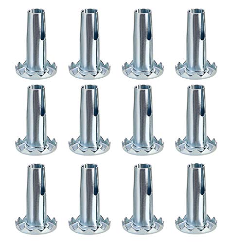 Skelang 12 Pcs Caster Sockets, Metal Stem Wheel Sleeve Insert for Grip Ring Caster, Chair Legs, Wooden Furniture Replacement