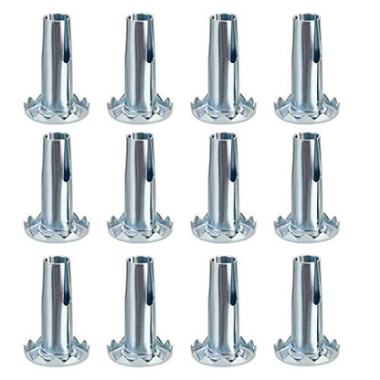 Skelang 12 Pcs Caster Sockets, Metal Stem Wheel Sleeve Insert for Grip Ring Caster, Chair Legs, Wooden Furniture Replacement