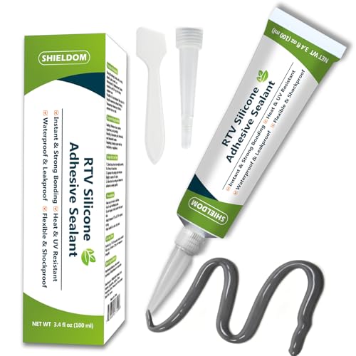 SHIELDOM RTV Silicone Sealant Waterproof Seal & Caulk All-Purpose Adhesive Stronger Adhesion, Shrink & Crack Proof Caulking Sealer for Car, Kitchen, Window, Bathroom, Door - Grey 3.4 Fl. Oz. - color: Grey