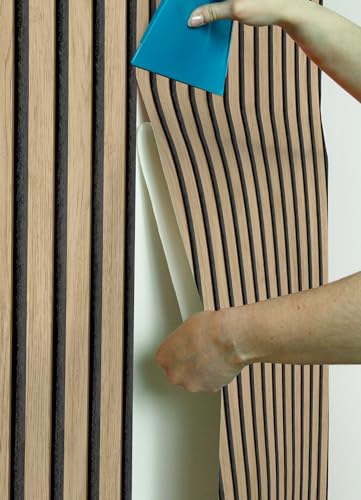 NuWallpaper Oak Slat Wood Peel and Stick Self-Adhesive Removable Wallpaper, Renter-Friendly, 20.5 in x 18 ft
