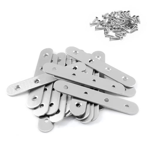 20Pcs Stainless Steel Straight Brace 97mm/3.8" Metal Joining Plates Heavy Duty Flat Mending Bracket Connector - size: 97mm/3.8", 20 Pcs