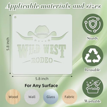 Western Cowboy Stencils for Crafts Reusable 28Pcs Stencils(5.8X5.8 Inch) - color: Cowboy