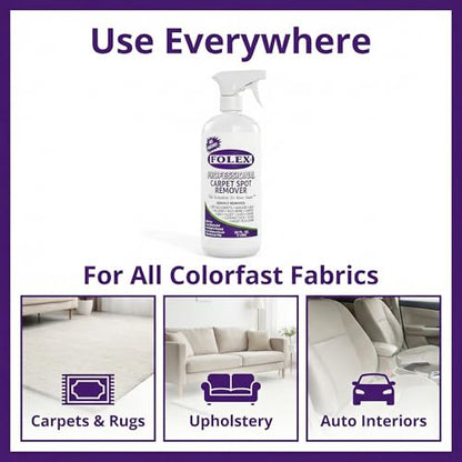 FOLEX Professional Carpet Stain Remover Spray – Stain Remover for Old Stains – Best Remover for Pets – Rug Stain Remover & Upholstery Cleaner – Cleaner Solution for Couches & Car Interiors – 34 oz